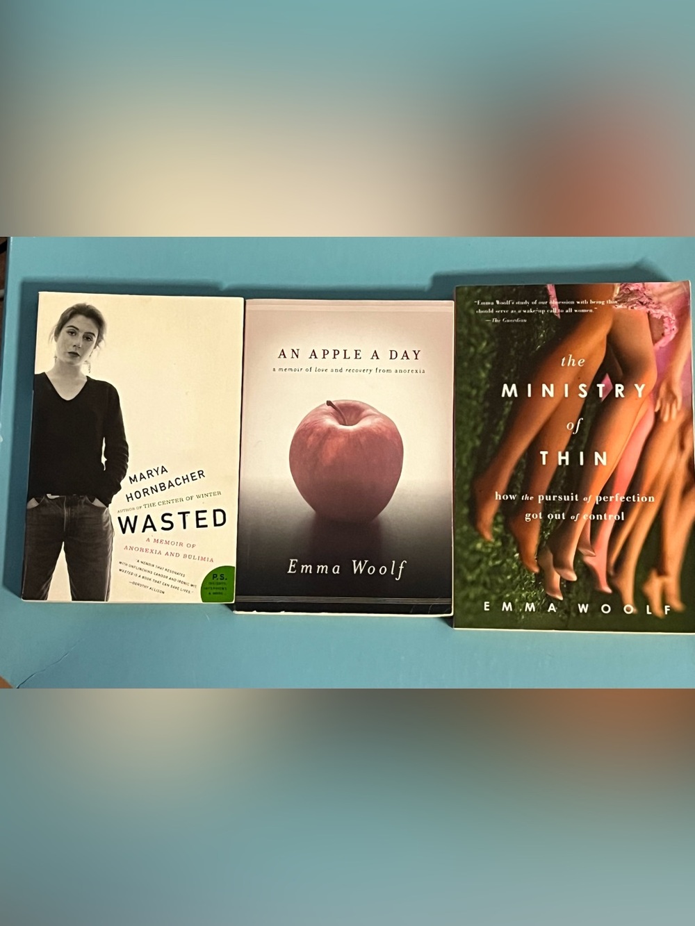Set of 3 Eating Disorder Memoirs - Wasted, An Apple a Day, The Ministry of Thin